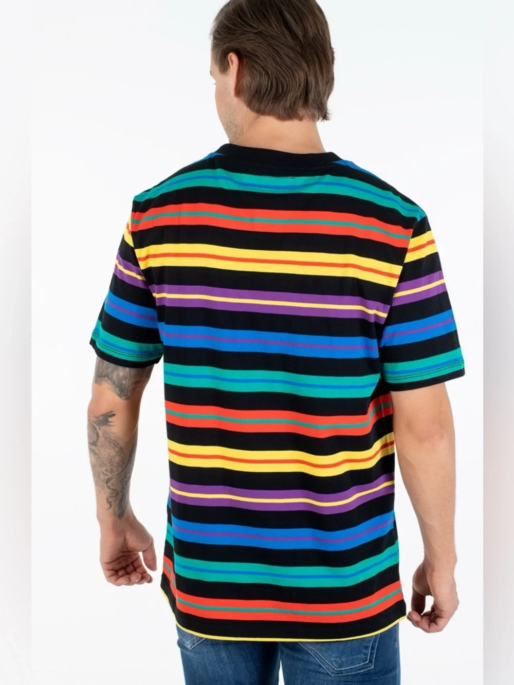 New GUESS Multicolor Striped Short-Sleeve Tee - Picture 3 of 6